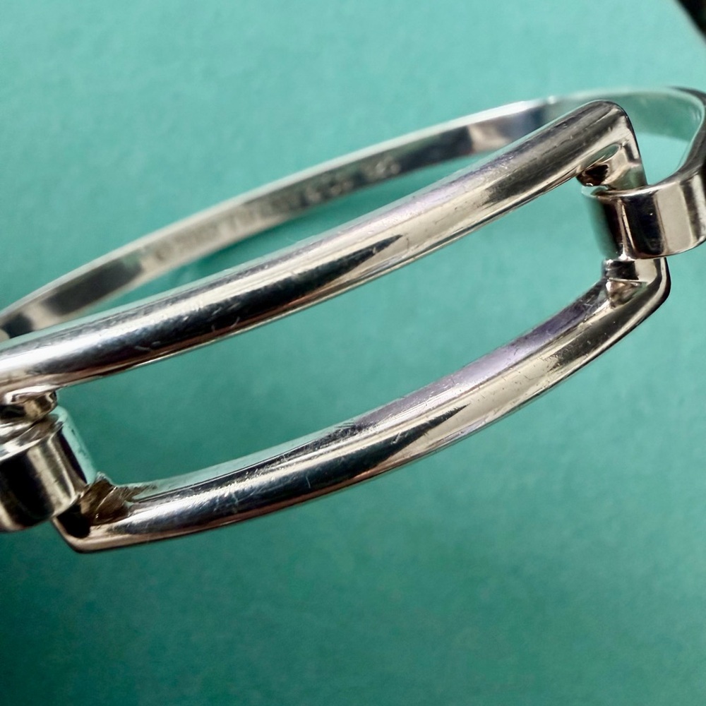 Tiffany & Co. 2003 Open Rectangle Bangle Bracelet 925 Sterling Silver - Picture 5 of 13
